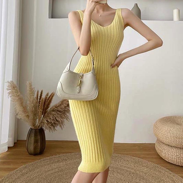 Solid mock neck long sleeve sweaters and strap dresses suits