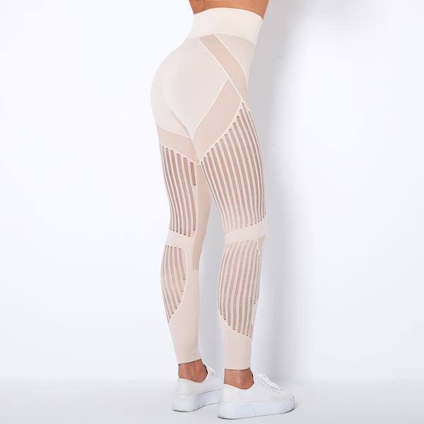Striped print hit color active pants