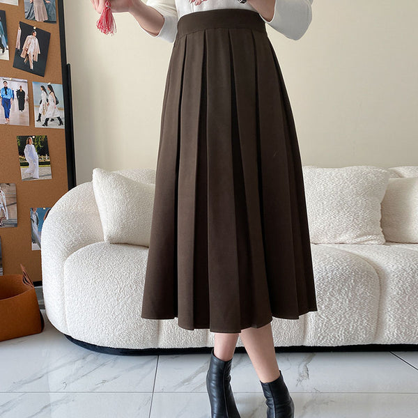 Women's high waist a-line midi skirts