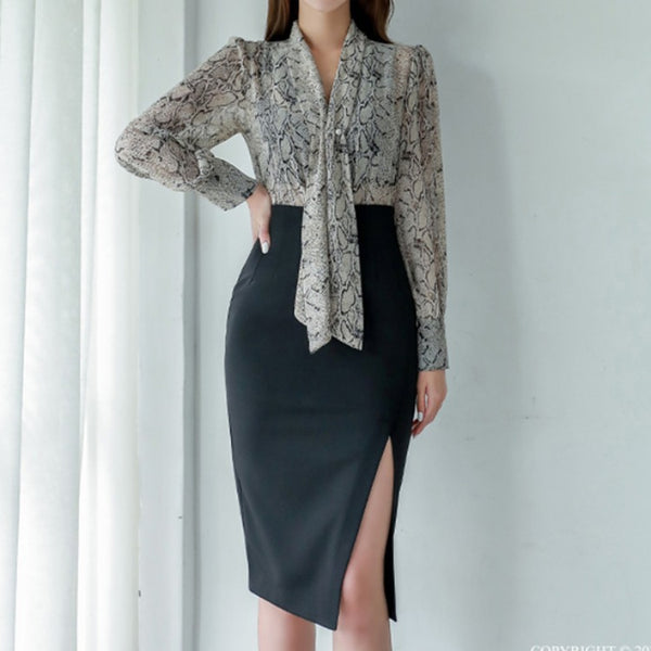 Solid slim versatile high waisted skirts suits