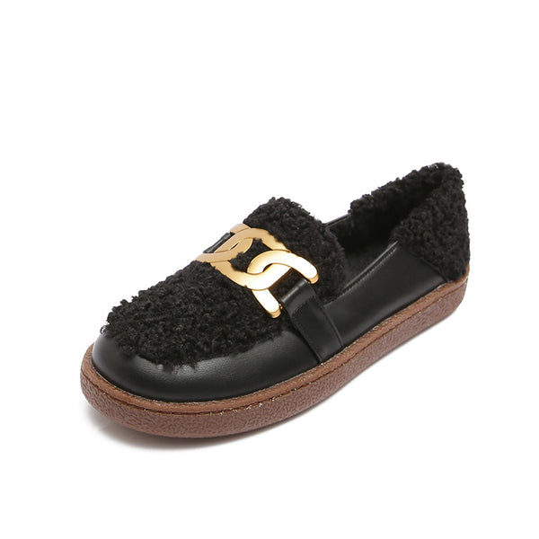 Casual patch round toe loafers