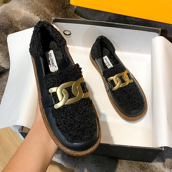 Casual patch round toe loafers