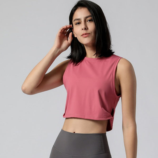 Solid sleeveless active tops without pad