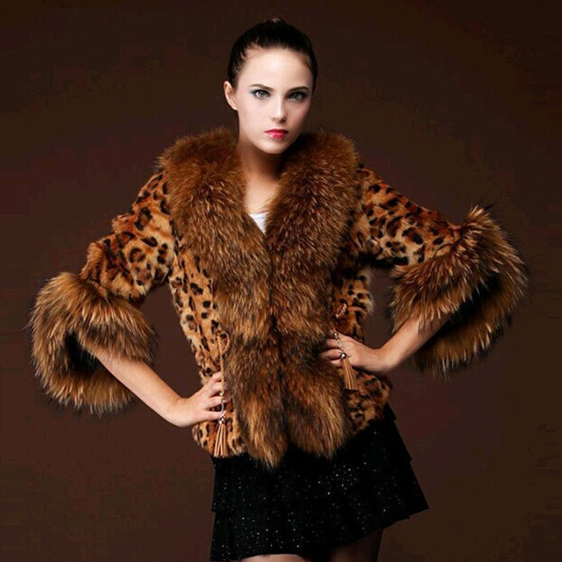 Leopard print faux fur jackets coats