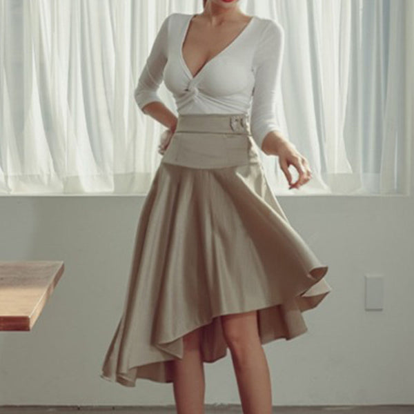 V-neck long sleeve women skirt suit
