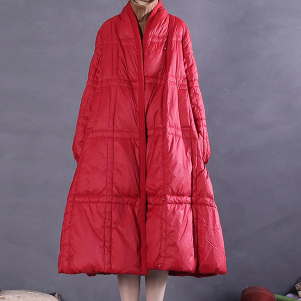 Women's v-neck oversize long puffer coat