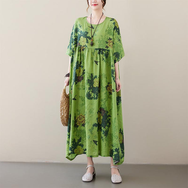 Women's floral print loose midi dresses