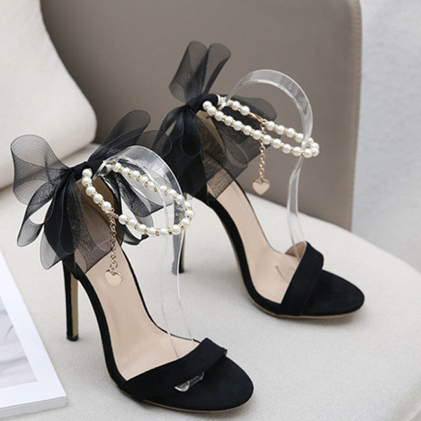 Elegant peral ankle strap heeled sandals