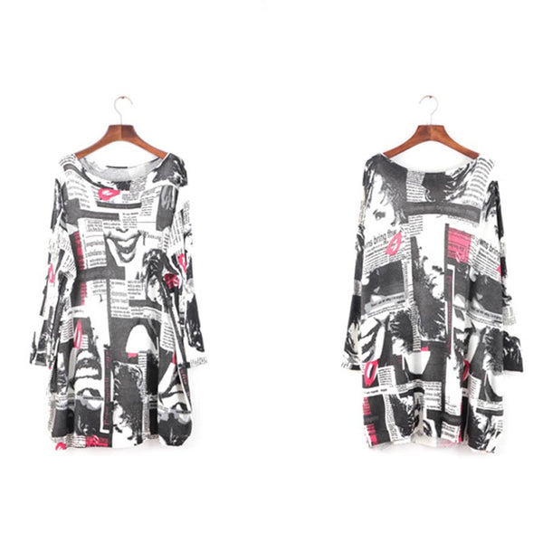 Print loose pullover sweaters