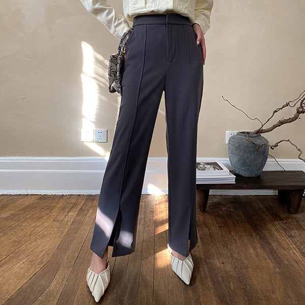 Solid high waist split flare pants