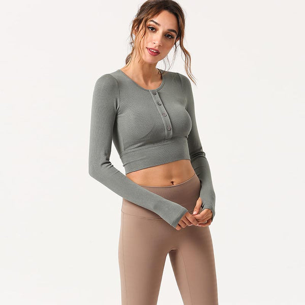 Crew neck cropped sport tops