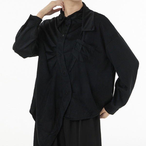 Shirt collar irregular velvet dressy tops for women