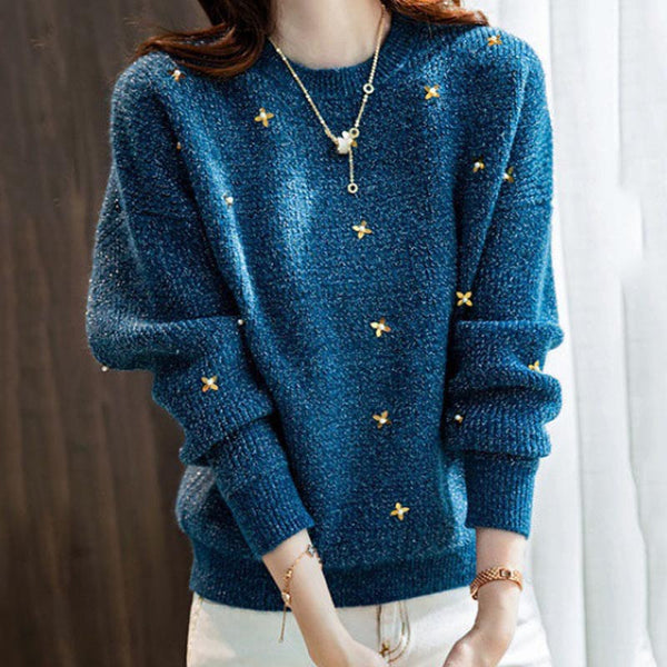 Stylish crew neck long sleeve pullover sweaters
