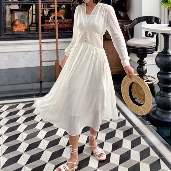 Chiffon White Holiday Beach Bridesmaid Maxi Dress Sundress