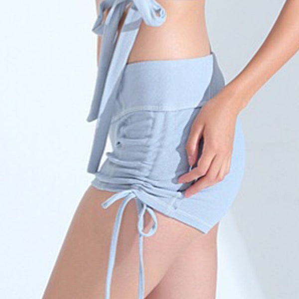 High waisted drawstring yoga hot pants