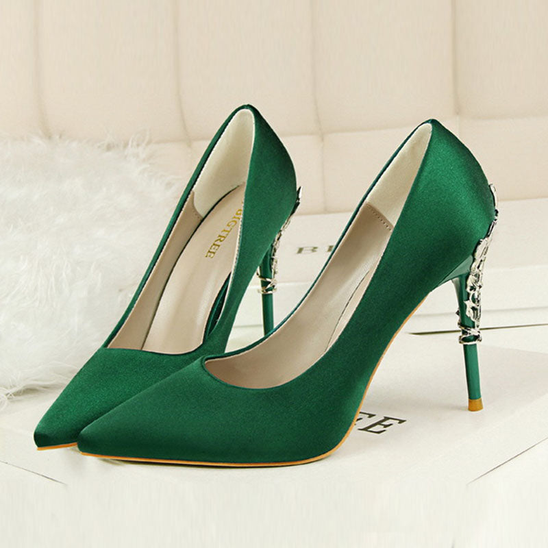 Metallic suede high heels
