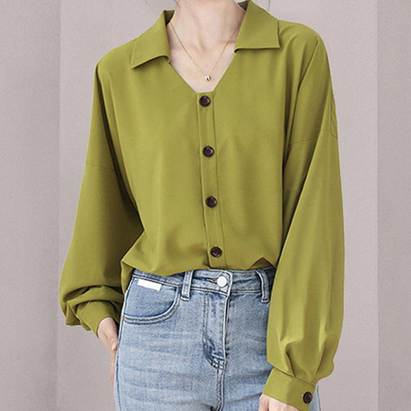 Women's long sleeve button down blouse