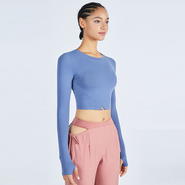 Long sleeve cropped active tops