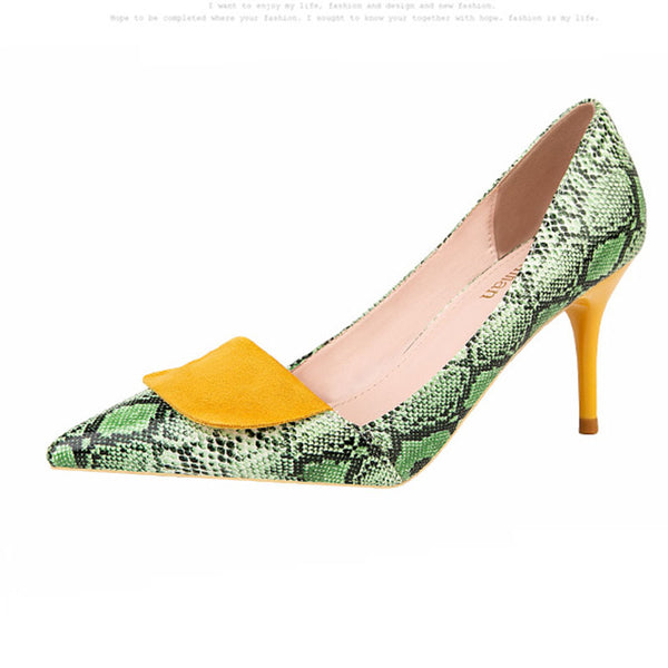 Animal print patchwork stiletto heels