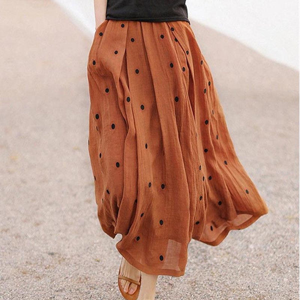 Brief dot print high waist a-line skirts