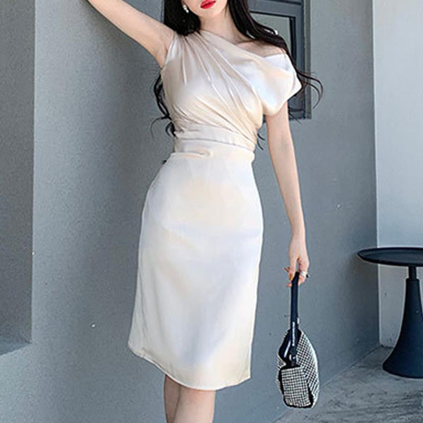 Women elegant sleeveless slim bodycon dress