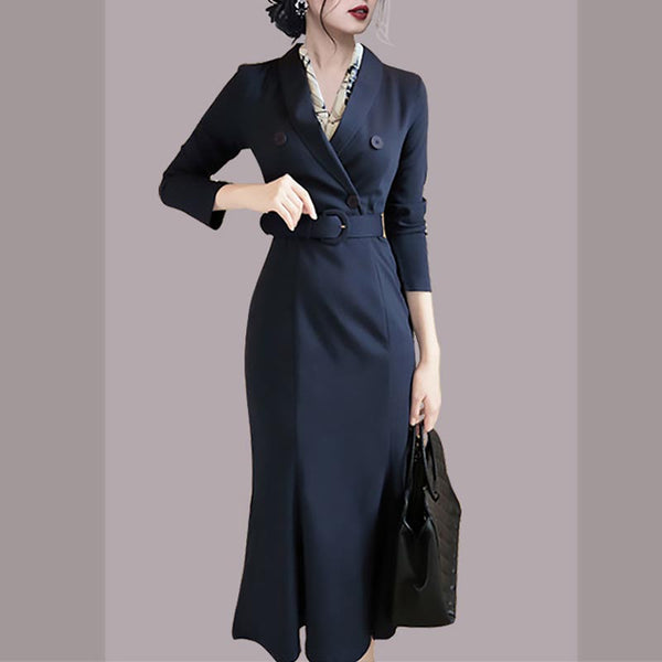 Women's v-neck long sleeve work mermaid dresses