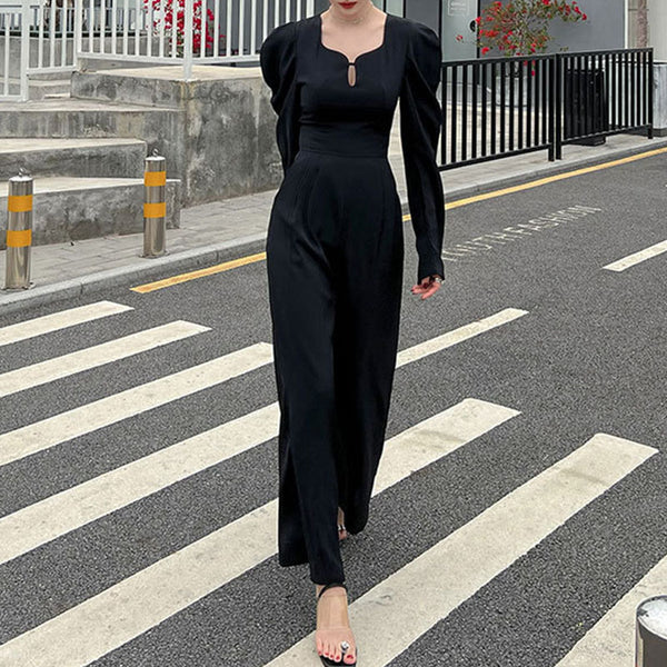 Black long sleeve baggy jumpsuits