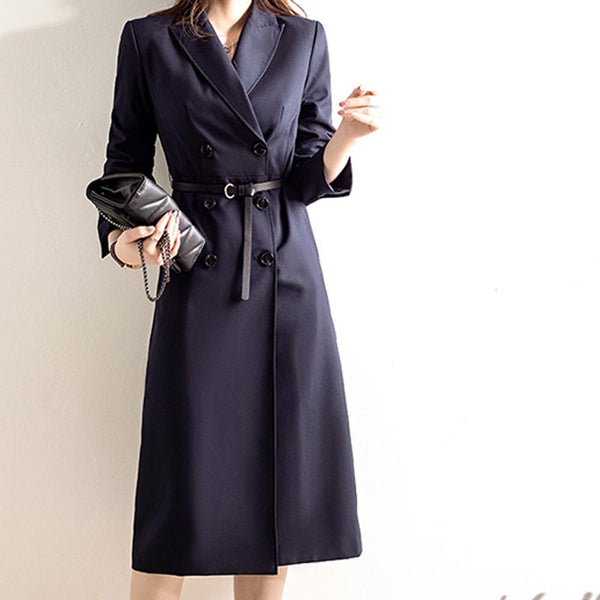 Elegant solid lapel long sleeve blazer dresses