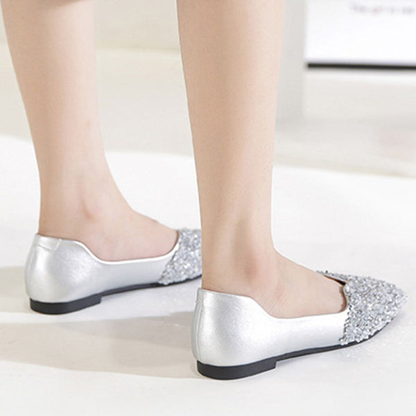 Fashion sequin square toe flats