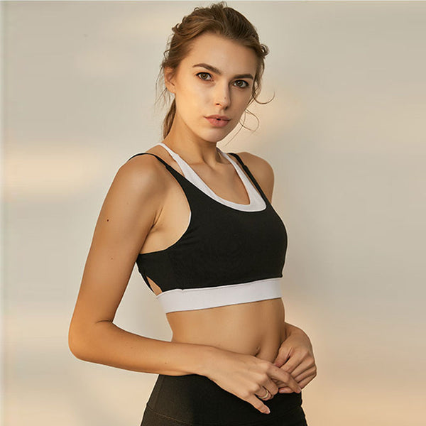 Color blocked backless sports bras
