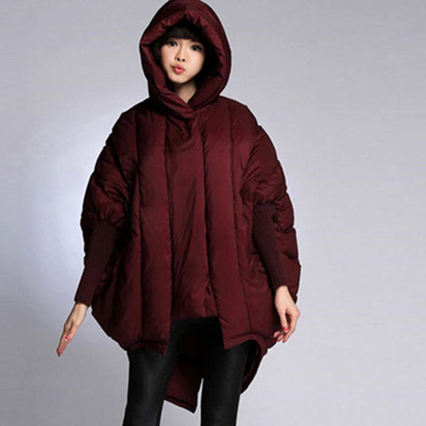 Stylish loose irregular hoodied down coats