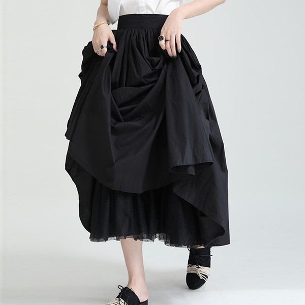 Solid inner cotton yarn layered a-line skirts