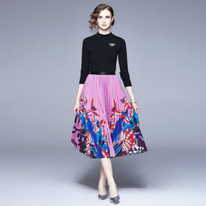 Women's fashion floral skirt suit