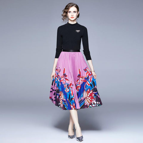 Women's fashion floral skirt suit