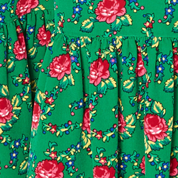 Retro lantern sleeve print gathered waist maxi dresses