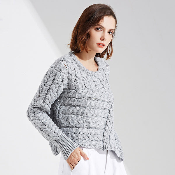 Asymmetric cable-knit sweaters