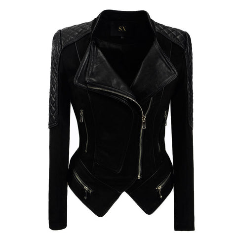 Stylish patch turn down leather jackets
