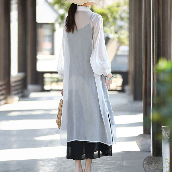 Solid long sleeve lapel sun-protection blouses