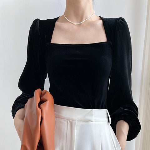 Long sleeve square neck top