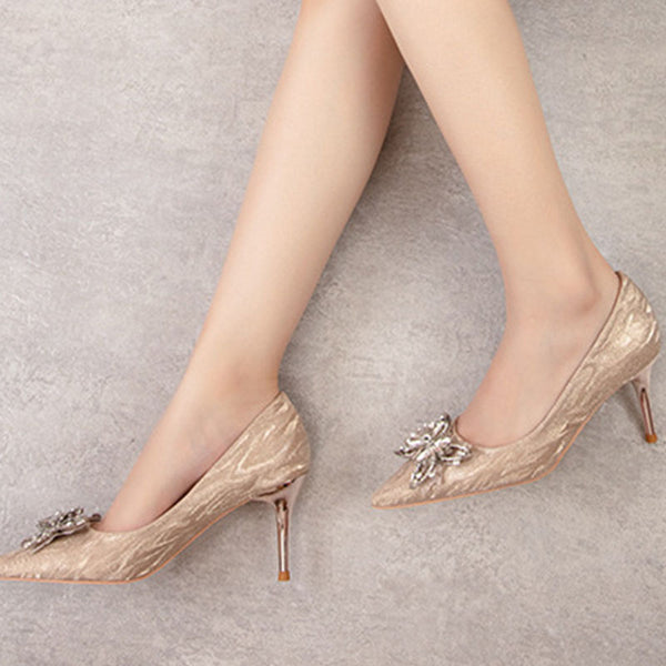 Diamante embellishment thin heels low-fronted pointed toe shoes