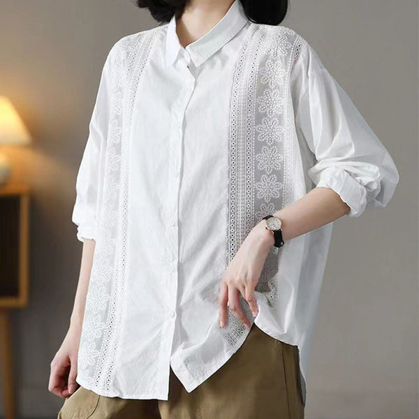 Lace oversize casual blouse