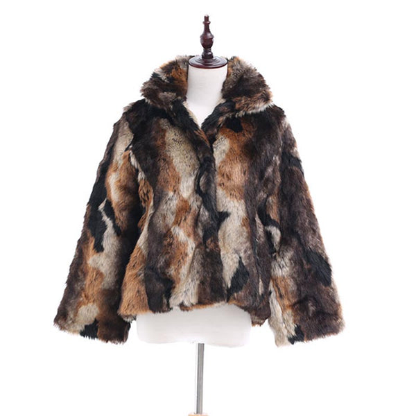 Mock neck winter short faux fur coats