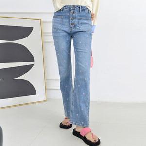 Year-round high waisted dot jean pants for women