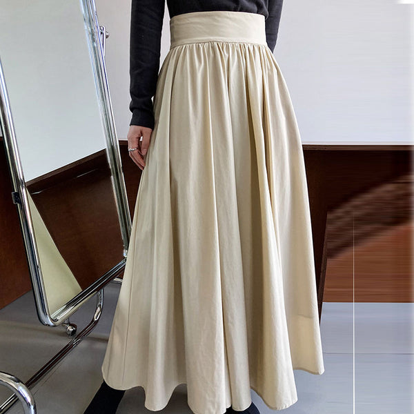 High waist pleated long skirts