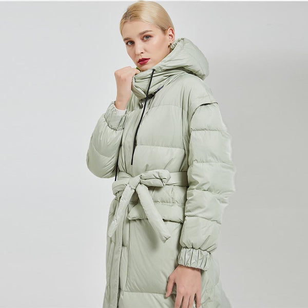 Women's thicken down coat with detachable sleeves