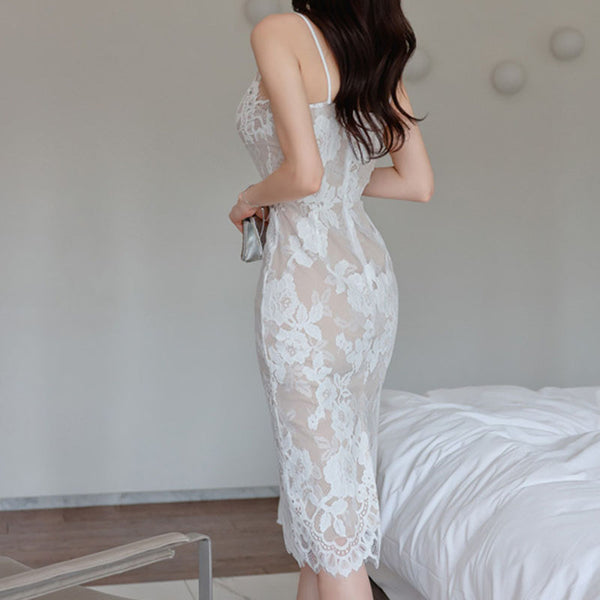 Sexy sheath slip lace dresses
