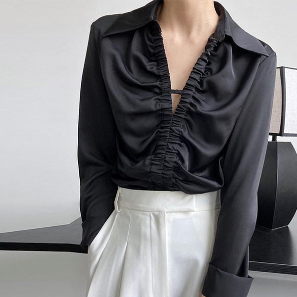 Women's long sleeve linen blouse shirt
