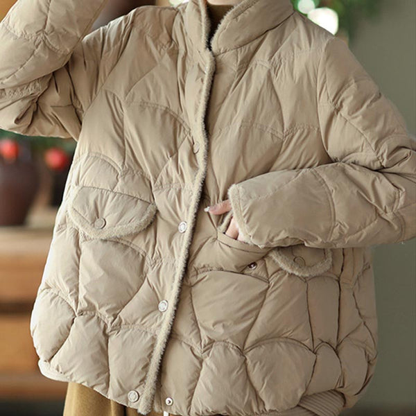 Casual stand collar long sleeve down coats