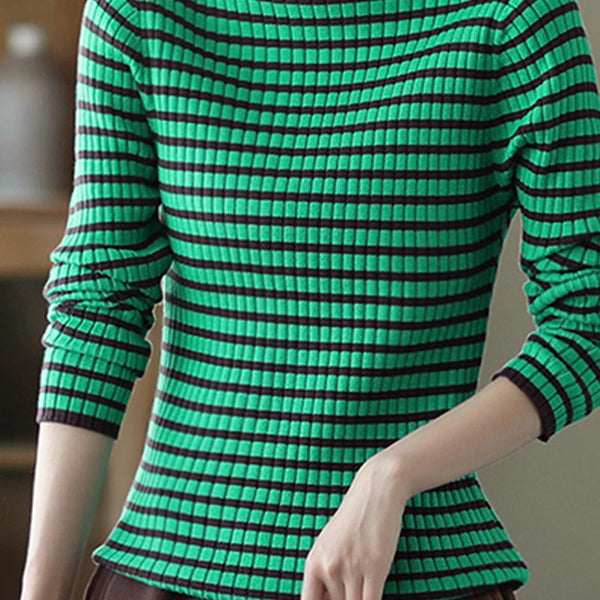 Stripe turtle neck long sleeve sweaters