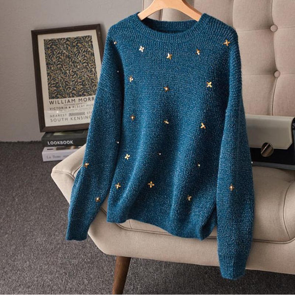 Stylish crew neck long sleeve pullover sweaters